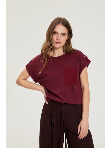 Moodo T-Shirt mit Tasche Burgunderrot Moodo
