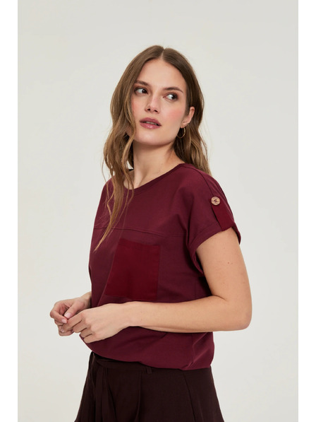Moodo T-Shirt mit Tasche Burgunderrot Moodo