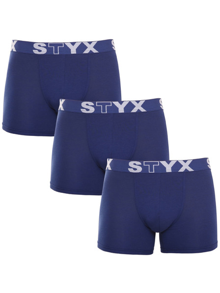 Styx Dreierpack - Herrenboxershorts Styx long Sportgummiband dunkelblau
