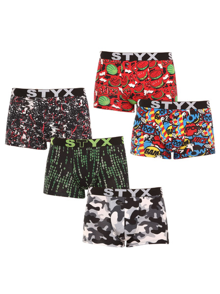 Styx Fünfer-Set - Herren-Boxershorts Styx art Sportgummi Mehrfarbig