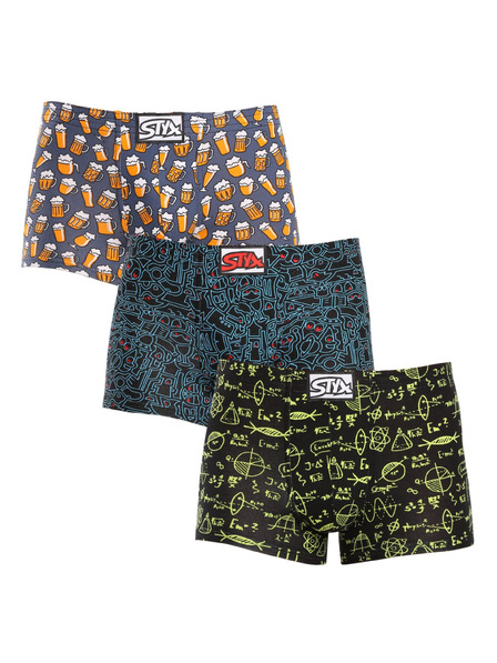 Styx Dreierpack - Herren-Boxershorts Styx art klassisches Gummiband mehrfarbig