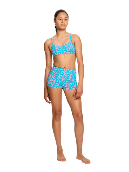 Modibodi Mädchen-Menstruationsschwimmen Modibodi Performance Hi Waist Short Super Wavy Blue Unterteil