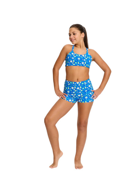 Modibodi Mädchen-Menstruationsschwimmen Modibodi Teen Smileyworld Hi Waist Short Boho Botanical Blue Unterteil
