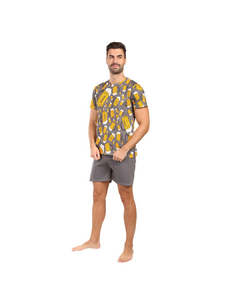 Lonka Herren Pyjama Lonka mehrfarbig (Koffing Bier/dunkelgrau groß)