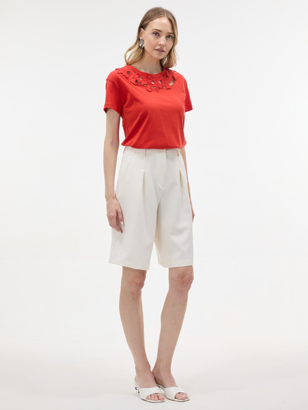 Orsay Rotes Damen-T-Shirt mit Spitzendetail ORSAY