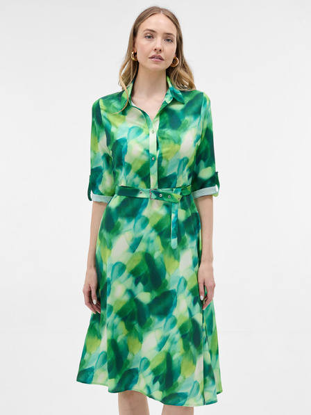 Orsay Hellgrünes gemustertes Damen-Hemdblusenkleid ORSAY