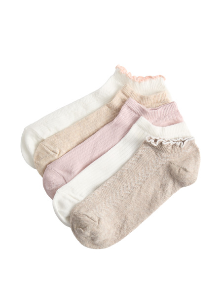 Marks & Spencer Gemusterte kurze Socken Trainer Liners™ mit hohem Baumwollanteil, 5er-Pack Marks & Spencer rosa