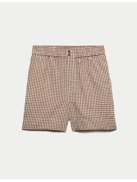 Marks & Spencer Shorts mit hohem Bund aus Vichy-Karo Marks & Spencer braun