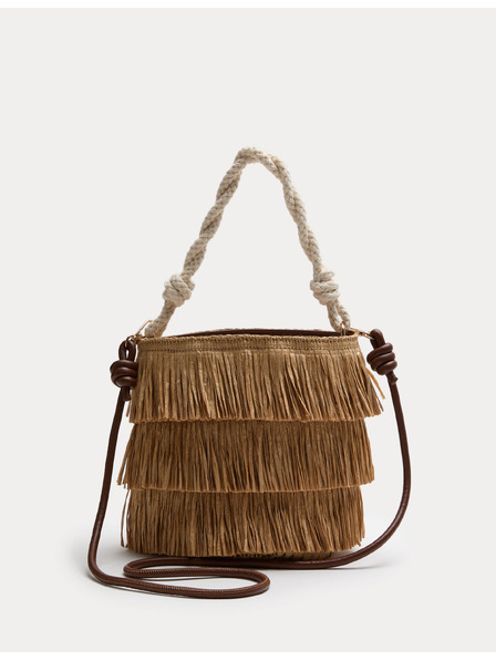 Marks & Spencer Korbförmige Tasche mit Quasten Marks & Spencer beige
