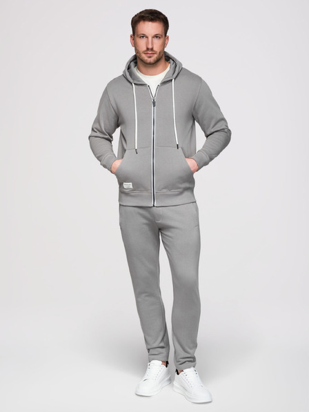 Ombre Clothing Herren-Trainingsanzug: Kapuzenpullover mit Reißverschluss + Hose mit geraden Beinen – grau V8 Z23 Ombre Clothing