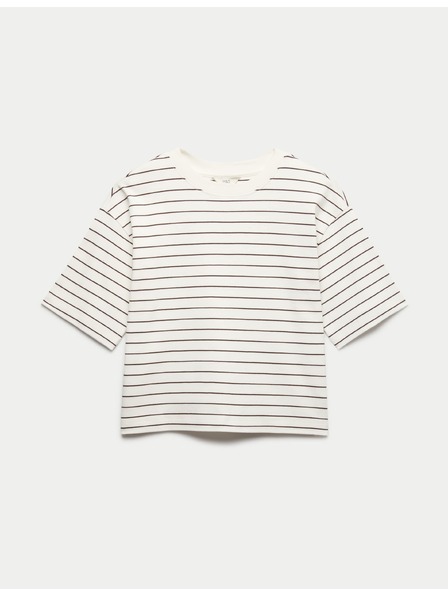 Marks & Spencer Top mit quadratischem Ausschnitt aus reiner Baumwolle mit hohem Gewicht Marks & Spencer beige