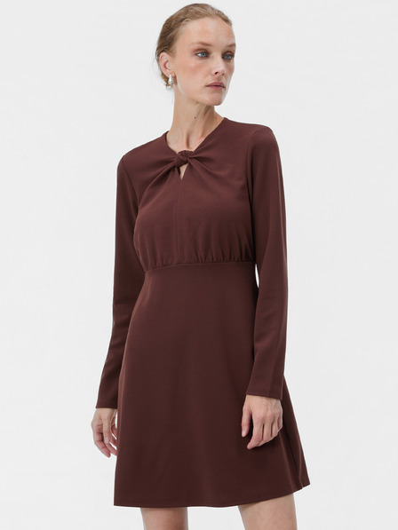 Orsay Braunes kurzes Damen-A-Linien-Kleid mit langen Ärmeln ORSAY