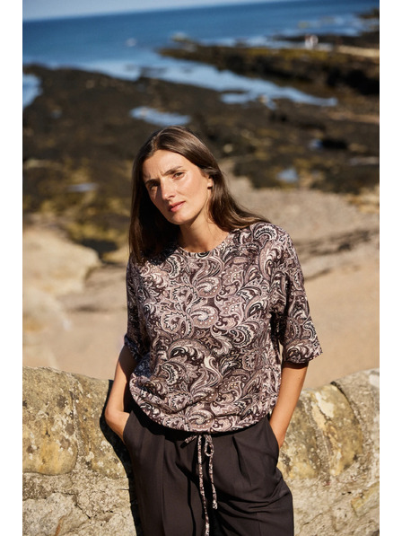 Moodo Braunes Hemd mit Paisley-Muster Moodo