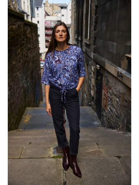 Moodo Bluse mit Paisley-Muster dunkelblau Moodo