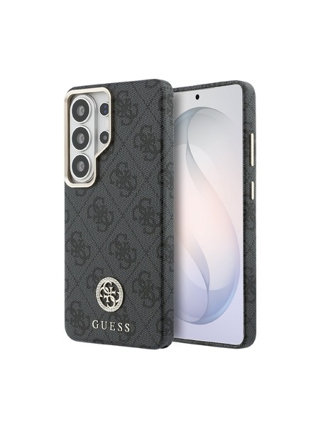 Guess Guess PU Leder 4G Strass Logo Gold Rahmen Magnetische Rückseite für Samsung Galaxy S26 Ultra Schwarz