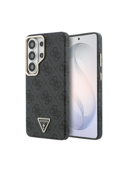 Guess Guess PU Leder 4G Strass Dreieck Logo Gold Rahmen Magnetische Rückseite für Samsung Galaxy S26 Ultra Schwarz