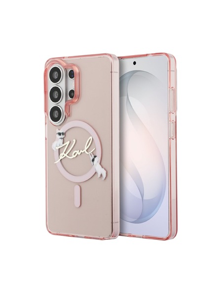 Karl Lagerfeld Karl Lagerfeld IML Choupette Karl Script Logo Magnetic Rückseite für Samsung Galaxy S26 Ultra Rosa