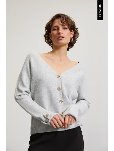 Moodo Cardigan mit dekorativen Knöpfen grau Moodo