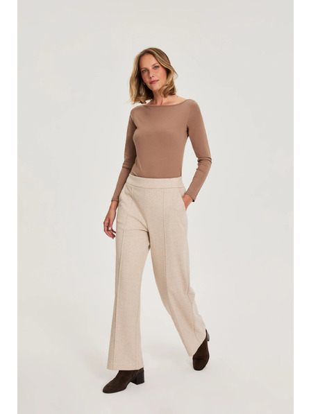 Moodo Beige Hose mit weitem Bein Moodo