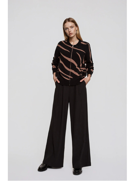Moodo Schwarzer Pullover mit Tiermuster Moodo