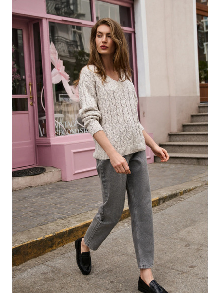 Moodo Pullover mit V-Ausschnitt beige Moodo