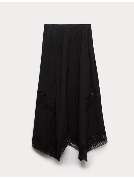 Marks & Spencer Maxi Tellerrock mit Spitze, aus reiner Baumwolle Marks & Spencer schwarz