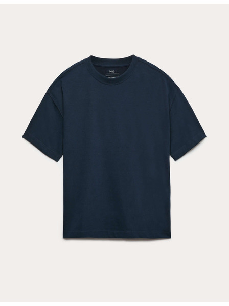 Marks & Spencer Einfarbiges T-Shirt aus reiner Baumwolle (2–16 Jahre) Marks & Spencer marineblau