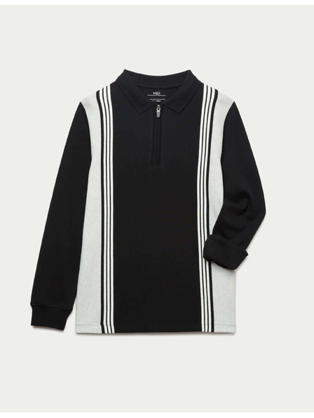 Marks & Spencer Poloshirt mit langen Ärmeln aus reiner Baumwolle (2–16 Jahre) Marks & Spencer schwarz