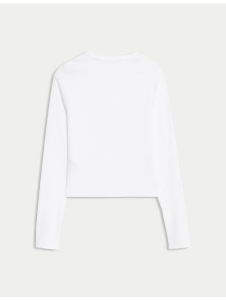 Marks & Spencer Einfarbiges geripptes Top mit hohem Baumwollanteil (6–16 Jahre) Marks & Spencer creme