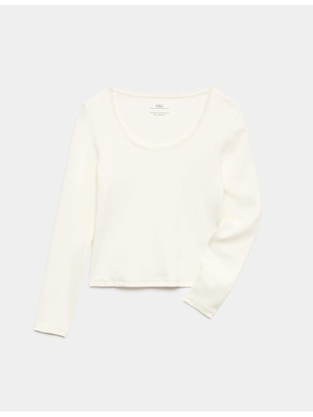 Marks & Spencer Top mit Spitzenkante und hohem Baumwollanteil (6–16 Jahre) Marks & Spencer creme
