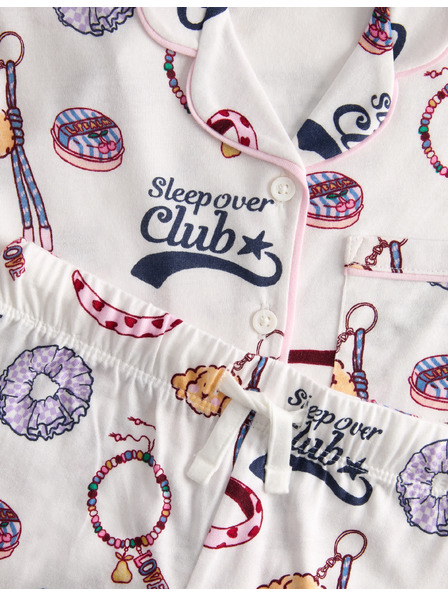 Marks & Spencer Baumwoll-Pyjama mit "Sleepover Club" Druck und hohem Baumwollanteil (1–8 Jahre) Marks & Spencer creme