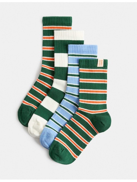 Marks & Spencer Sportliche breite Socken mit Streifen, hoher Baumwollanteil, 4 Paar pro Packung Marks & Spencer mehrfarbig