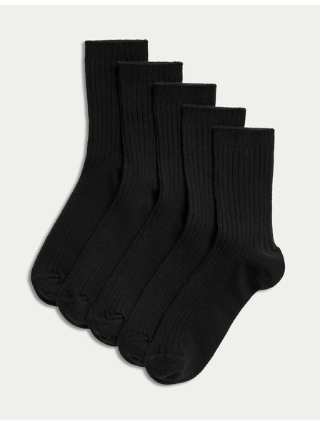 Marks & Spencer Gerippte Schulsocken, 5er-Pack Marks & Spencer schwarz