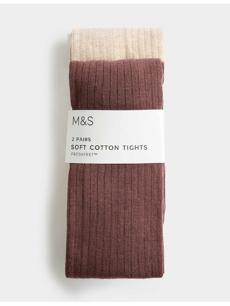 Marks & Spencer 2er-Pack Socken mit Rippenmuster und hohem Baumwollanteil (2–14 Jahre) Marks & Spencer creme