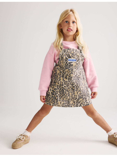 Marks & Spencer Zweiteiliges Jeans-Set Leopard Pinny (2–8 Jahre) Marks & Spencer braun