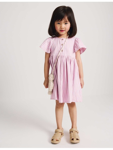 Marks & Spencer Gestreiftes Kleid aus reiner Baumwolle (2–10 Jahre) Marks & Spencer rosa