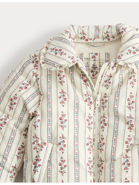 Marks & Spencer Blumige Steppjacke (2–8 Jahre) Marks & Spencer Creme