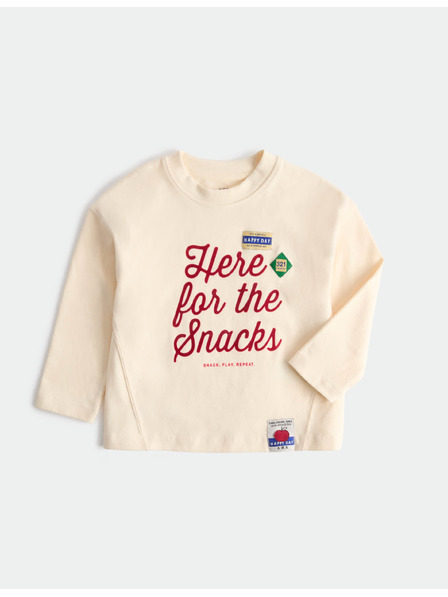 Marks & Spencer Top aus reiner Baumwolle mit "For The Snacks" Text (2–8 Jahre) Marks & Spencer Creme