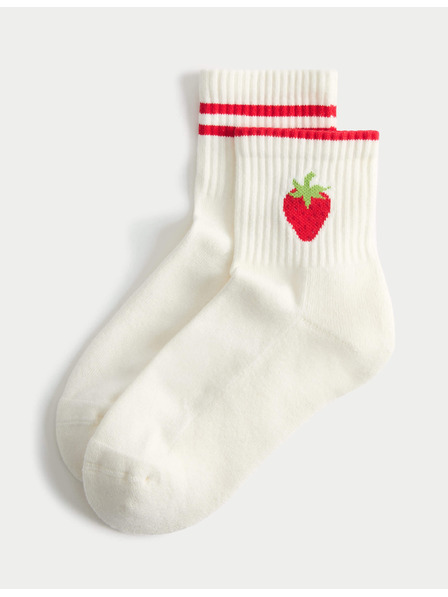 Marks & Spencer 2er-Pack kurze Socken mit Obstmotiv und hohem Baumwollanteil Marks & Spencer Weiß