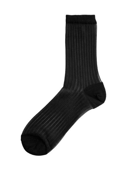 Marks & Spencer Dünne Rippensocken aus glänzendem Baumwollgemisch Marks & Spencer Schwarz