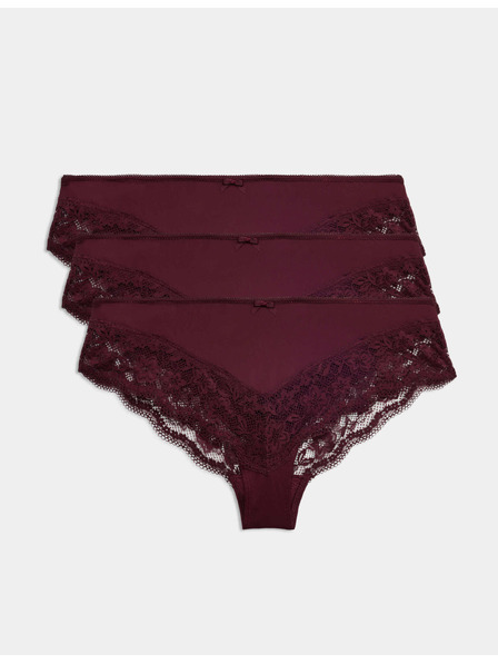 Marks & Spencer Brasilianische Bikinislips mit Spitzensaum, 3er-Pack Marks & Spencer Rot