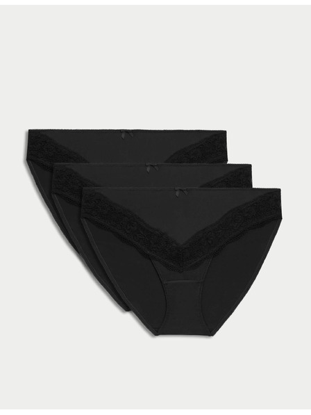 Marks & Spencer Bikinislips mit Spitzensaum und ausgeschnittenen Beinen, 3er-Pack Marks & Spencer Schwarz