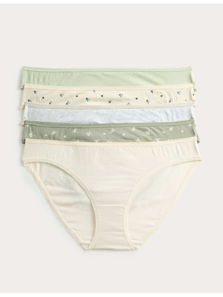 Marks & Spencer Spitzen-Bikinislips aus Lycra™-Baumwolle mit Print, 5 Stück Marks & Spencer grün