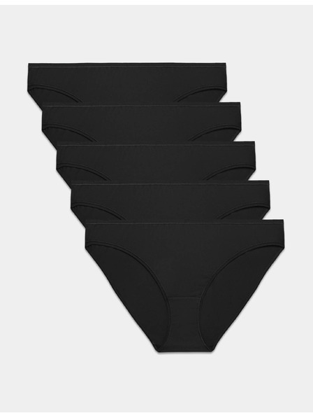 Marks & Spencer Tief geschnittene Bikinislips aus Mikrofaser, nahtlos, 5er-Pack Marks & Spencer schwarz