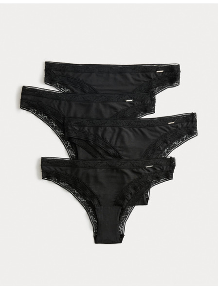 Marks & Spencer Brasilianische Bikinislips aus Modalgemisch, 4er-Pack Marks & Spencer schwarz