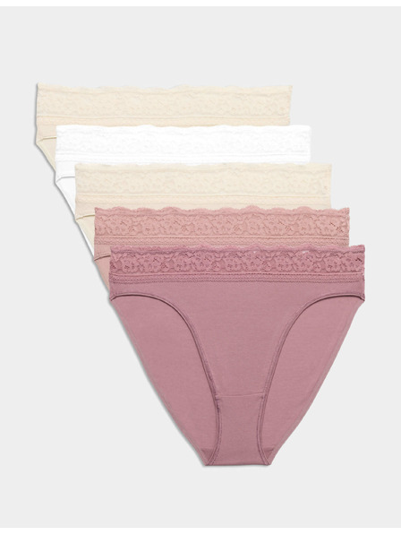 Marks & Spencer Spitzen-Slip aus Baumwolle mit Lycra, 5er-Pack Marks & Spencer rosa