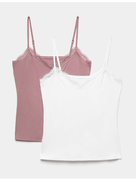 Marks & Spencer 2er-Set Spitzentanktops mit hohem Modalanteil und Flexifit™-Technologie und Spitze Marks & Spencer rosa