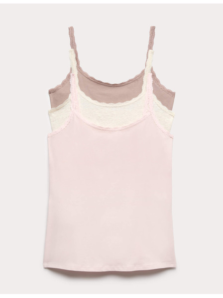 Marks & Spencer Trägertop mit Spitzensaum und hohem Baumwollanteil, 3er-Pack Marks & Spencer beige