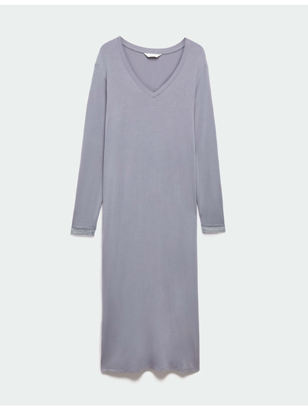 Marks & Spencer Nachthemd mit Spitzenverzierung und langen Ärmeln Marks & Spencer blau