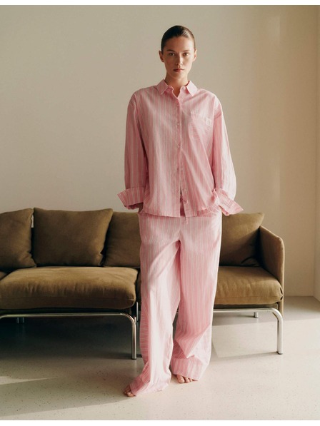 Marks & Spencer Gestreifte Pyjama-Hose aus Batist, 100 % Baumwolle Marks & Spencer rosa